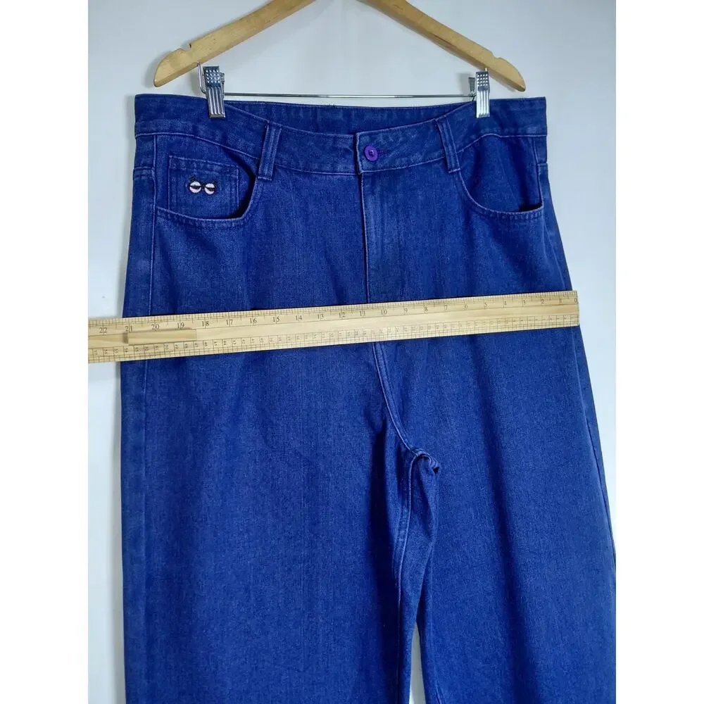 M/sf/t Mad Minds Purple Pocket Embroidered Straight Leg Jeans Men Size 36